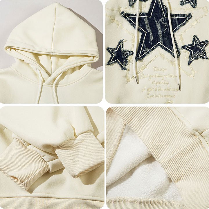ripped star patch hoodie