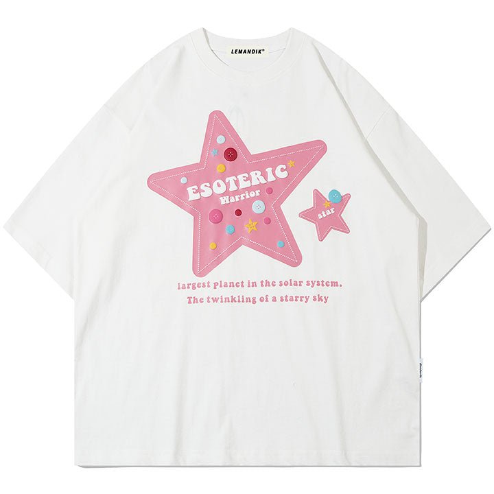 star with button patch t-shirt