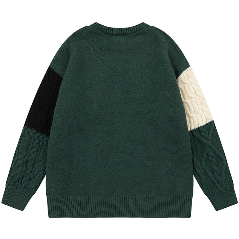 color block twist sweater